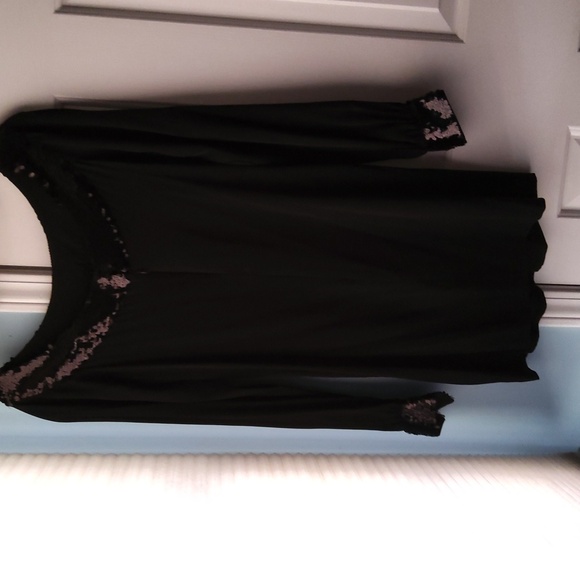 RACHEL ZOE💥New💥Black Sequin Trimmed Silk Dress - Picture 2 of 8